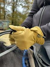Load image into Gallery viewer, eQUEST GripPro Western Leather Riding Gloves – Classic Yellow | Thinsulate Lined | Touchscreen