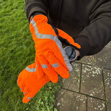 Load image into Gallery viewer, eQUEST Waterproof Hi-Vis Riding & Yard Gloves – Hi-Vis Reflective Orange | Warm & Reflective