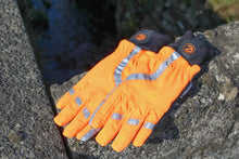 Load image into Gallery viewer, eQUEST Waterproof Hi-Vis Riding &amp; Yard Gloves – Hi-Vis Reflective Orange | Warm &amp; Reflective