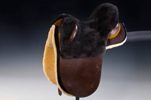 Horsedream sheepskin seat saver for Australian stock saddles - Brown