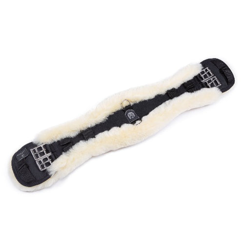 Sheepskin Dressage girth - Contoured - Black/natural