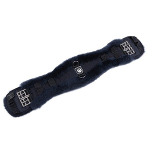 Sheepskin Dressage girth - Contoured - Black/charcoal