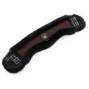 Sheepskin Dressage girth - Half moon - Brown/Brown